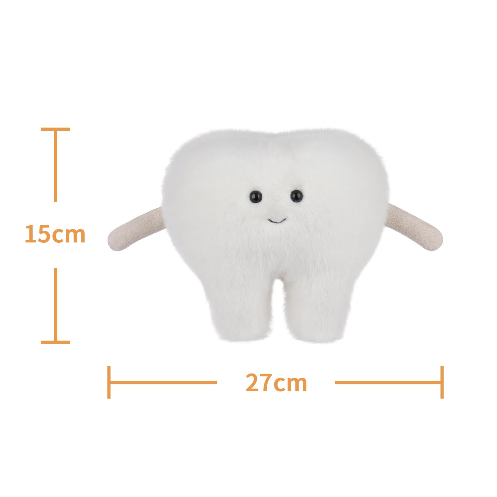 Apricot Lamb Zähne Plüschtiere für Kinder, weiche niedliche Kuscheltier für Baby Mädchen und Jungen, Flauschige Zähne Weiß 15 cm