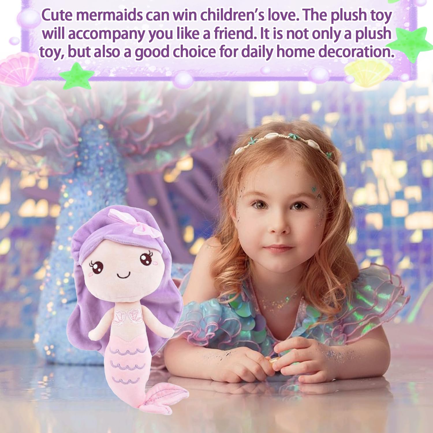 WELLXUNK Meerjungfrau Plüsch Spielzeug, Meerjungfrau Soft Toys, Meerjungfrau Plüschtier, Meerjungfrau Kuscheltier, Meerjungfrau Plushies, Kawaii Plüsch Puppe Meerjungfrau Geschenke für Mädchen