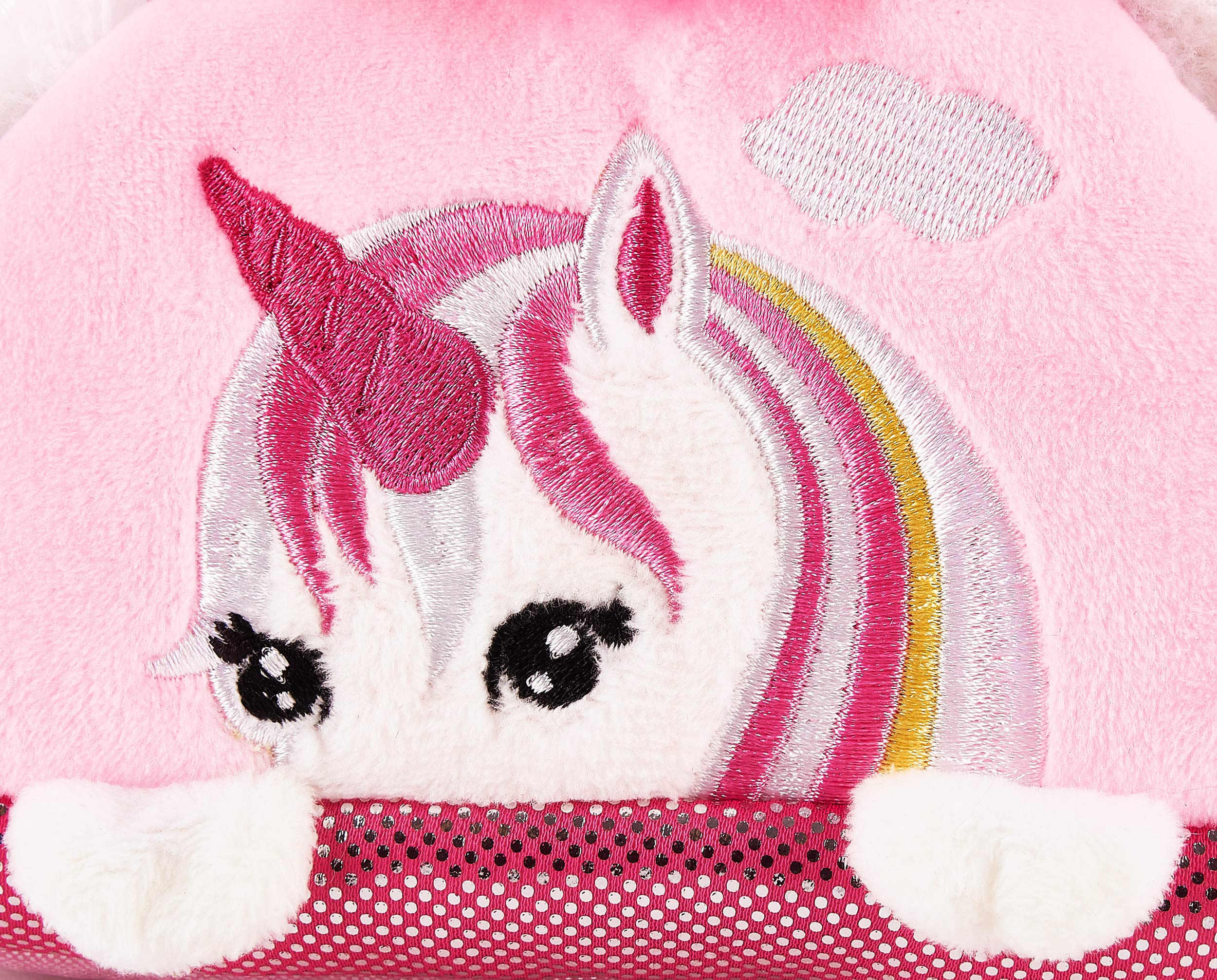 BRUBAKER Einhorn Tasche Weiß - 20 cm - Plüschtier in Handtasche - Plüsch Stofftier Kuscheltier - Rosa