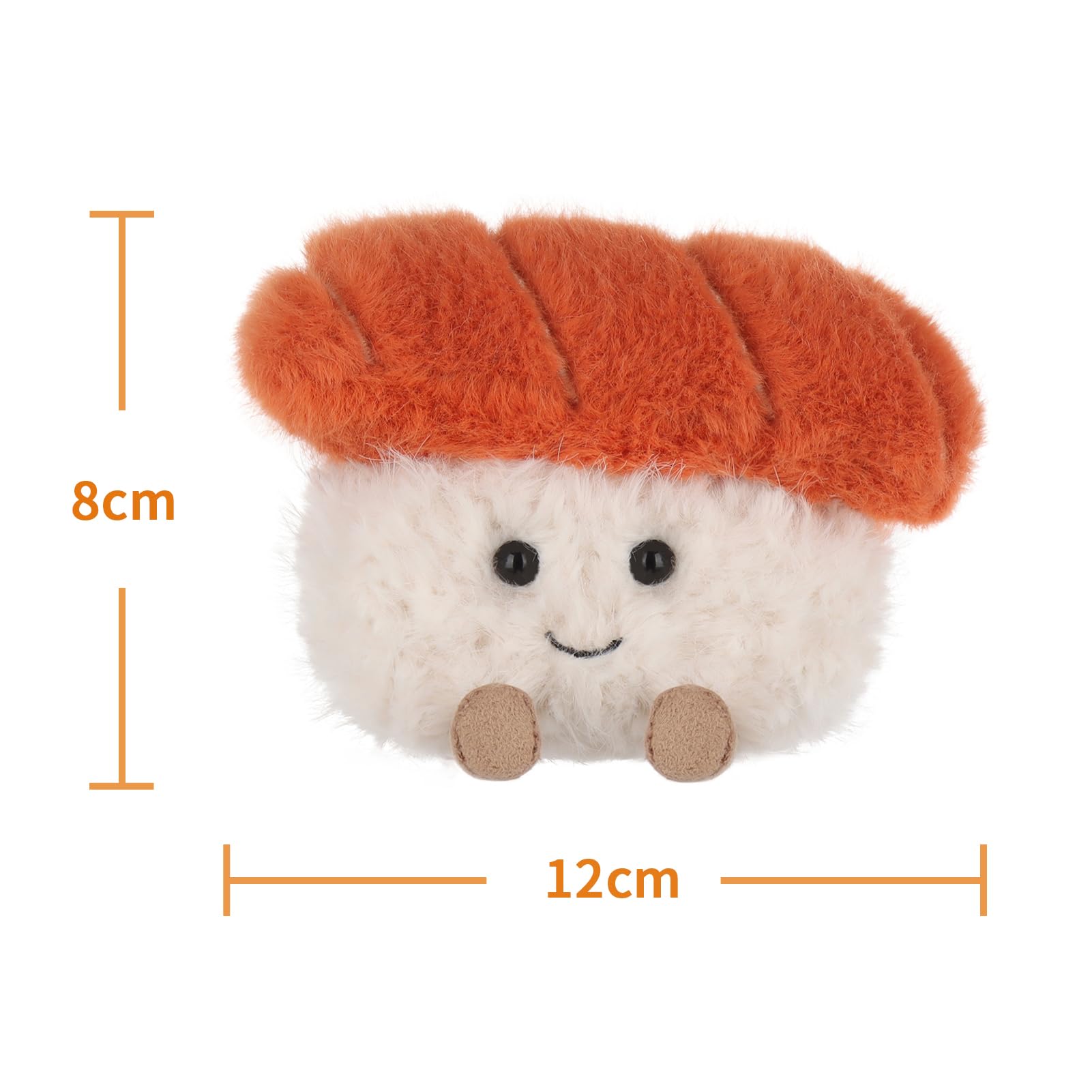 Apricot Lamb Lachs Sushi Lebensmittel Essen Plüschtiere für Kinder, weiche niedliche Kuscheltier für Baby Mädchen und Jungen, Flauschige Sushi Mehrfarbig 8 cm