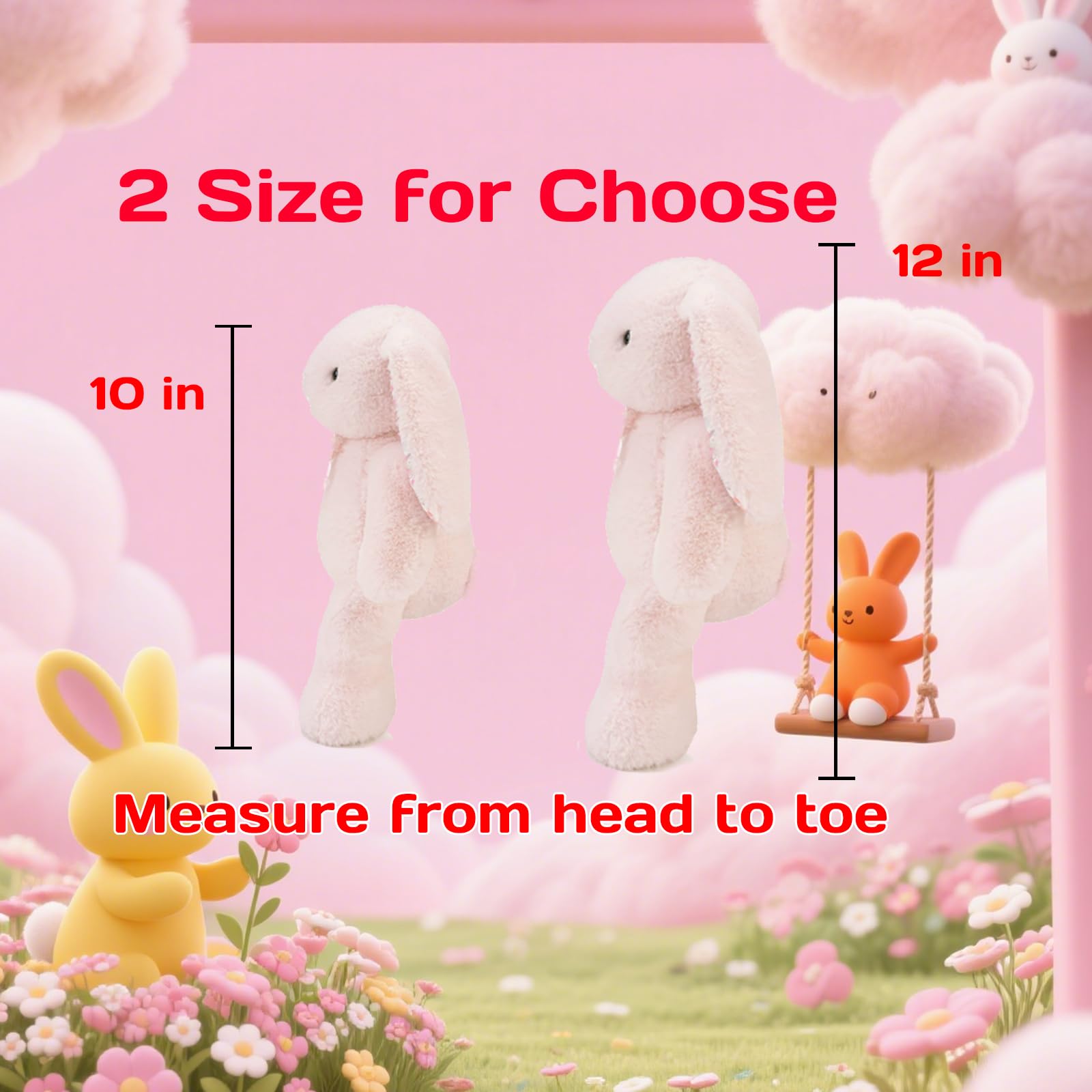 DRAJOIN Personalisiertes Plüsch Häschen mit Herz, Personalisiertes Plüsch Häschen mit Foto als Langohr Bunny Stuffed Animal als Babygeschenk, Geburtstagsgeschenk für Kinder und Erwachsene, 25 cm