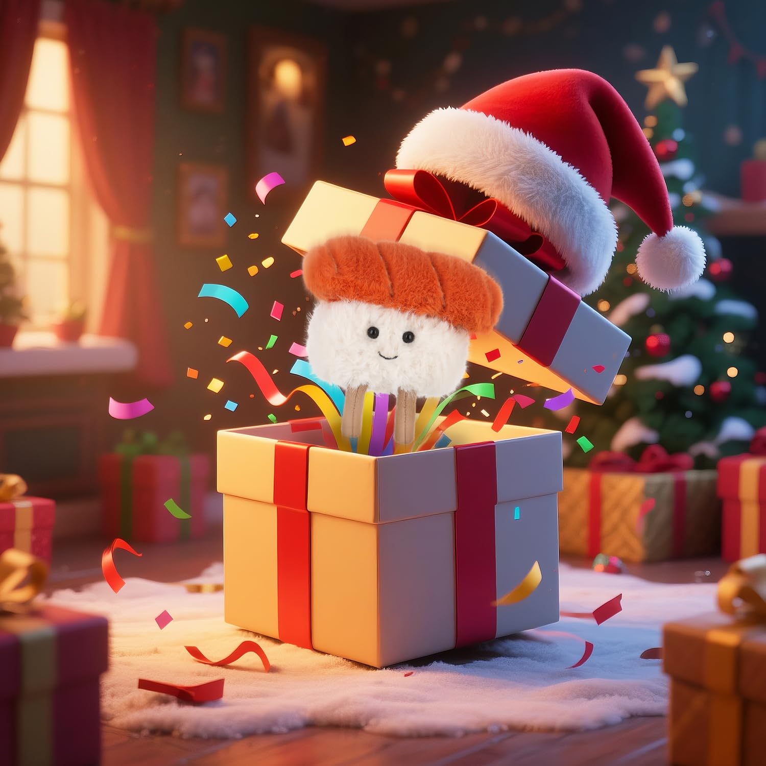 Apricot Lamb Lachs Sushi Lebensmittel Essen Plüschtiere für Kinder, weiche niedliche Kuscheltier für Baby Mädchen und Jungen, Flauschige Sushi Mehrfarbig 8 cm