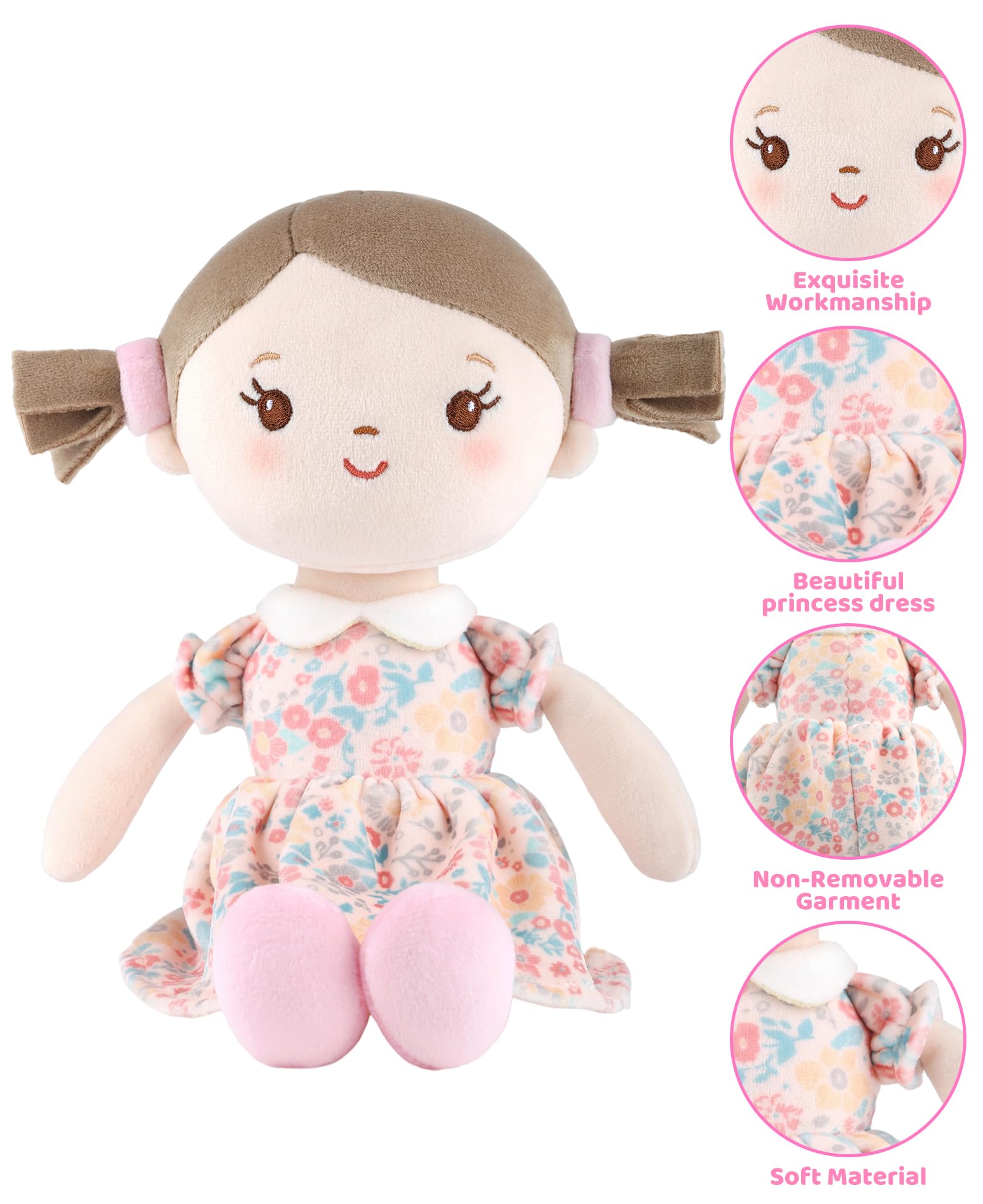 GAGAKU Weiche Plüsch-Babypuppe für Mädchen (12 Zoll) – Mein erstes Babypuppengeschenk für 1-jährige Mädchen, Kleinkinder und Säuglinge, maschinenwaschbares Stoffpuppenspielzeug