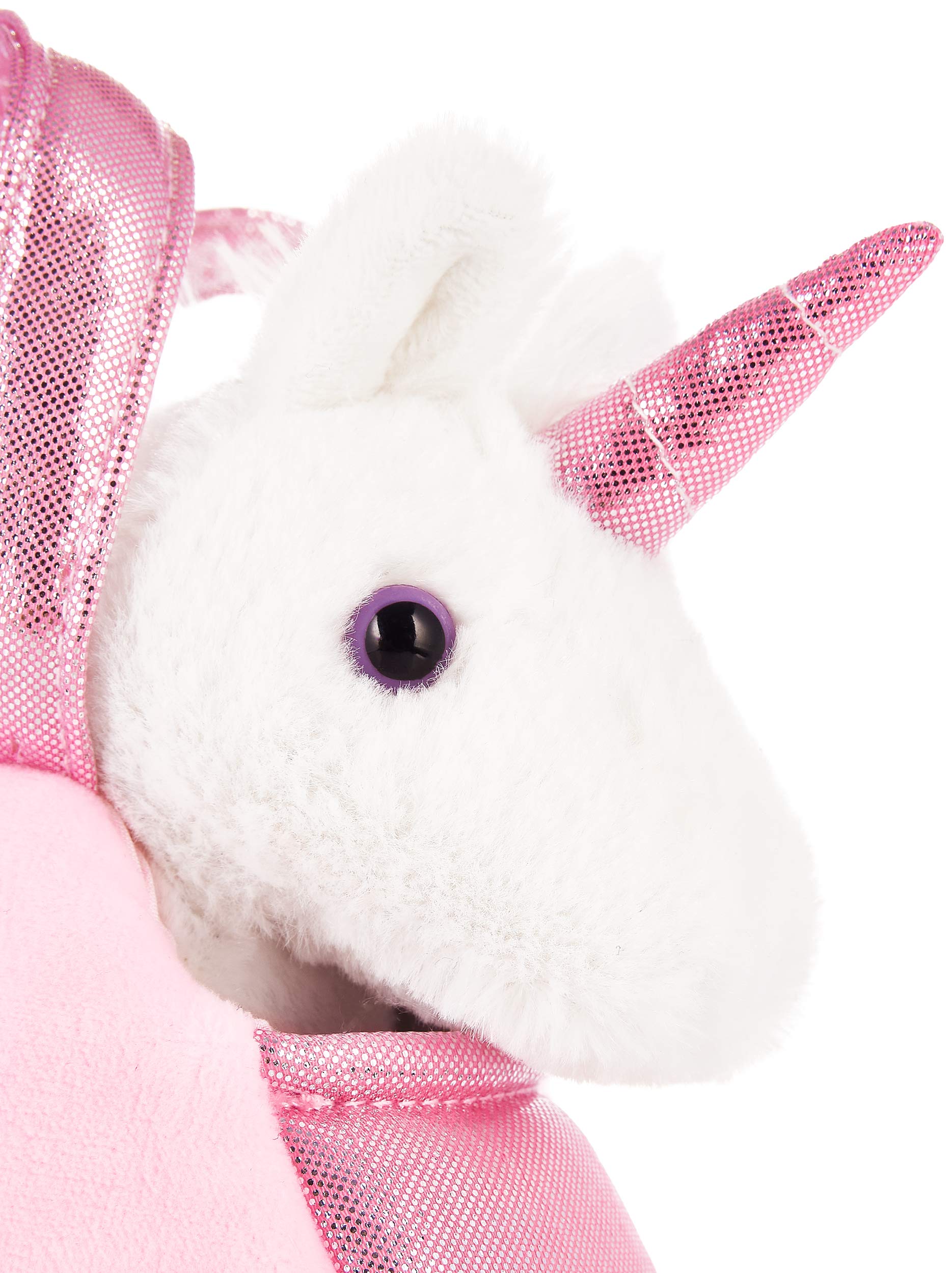 BRUBAKER Einhorn Tasche Weiß - 20 cm - Plüschtier in Handtasche - Plüsch Stofftier Kuscheltier - Rosa