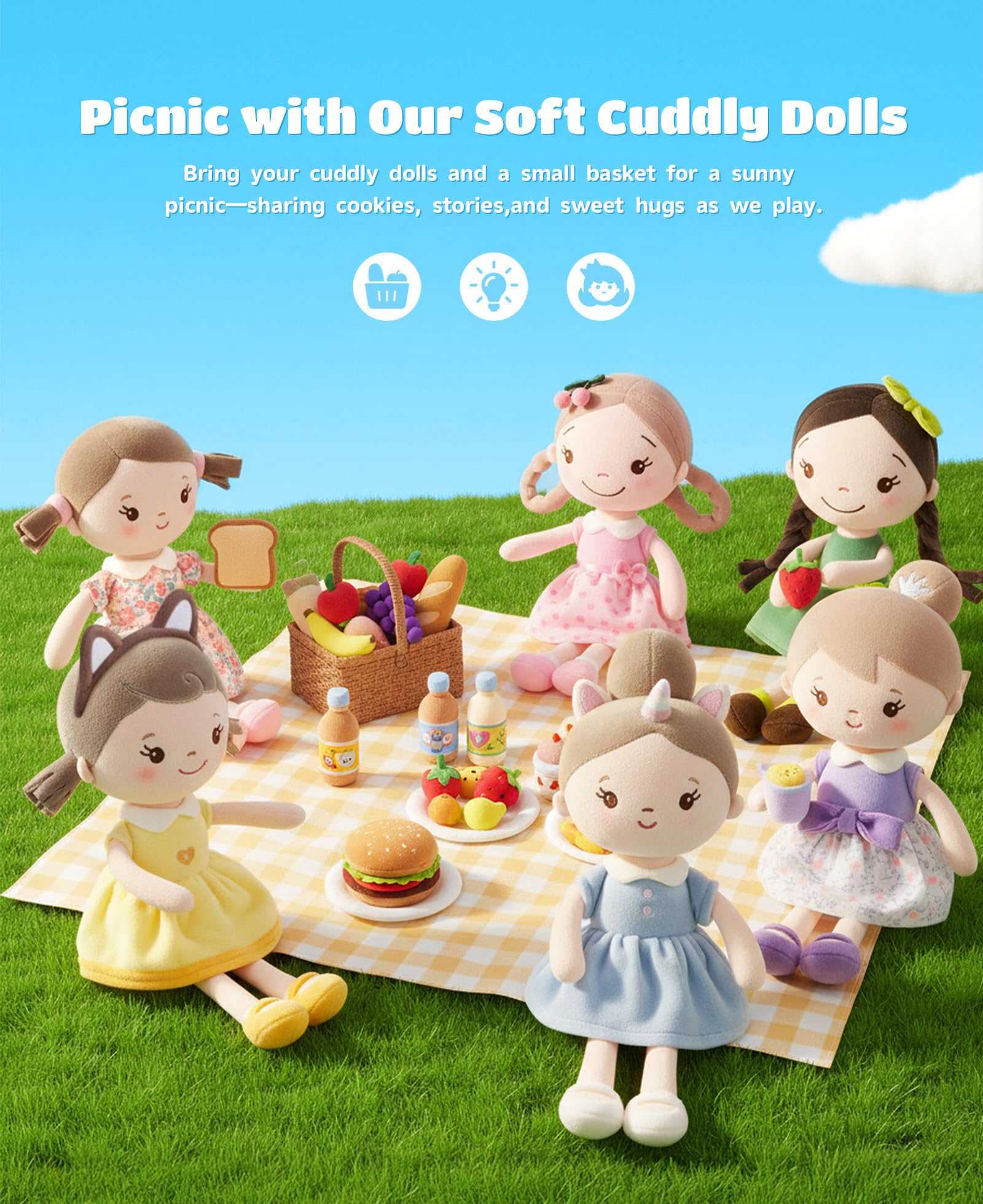 GAGAKU Weiche Plüsch-Babypuppe für Mädchen (12 Zoll) – Mein erstes Babypuppengeschenk für 1-jährige Mädchen, Kleinkinder und Säuglinge, maschinenwaschbares Stoffpuppenspielzeug